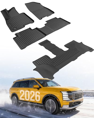 TAPTES for Hyundai Palisade Hybrid Floor Mats 2026, All Weather Car Floor Liners Rubber Carpet for Palisade Hybrid Calligraph Interior Accessories 7/8 Passenger Not Fuel Model