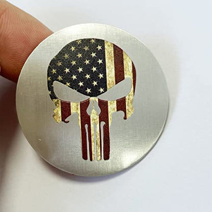 American Flag Emblem Gear Shift Switch Knob Cover Aluminium Dial Shifter Trim Plate for Dodge Ram 1500/2500, Dodge Durango, Chrysler 300/200/Pacifica & Voyager (American Flag Skull A) - color: American Flag Skull A