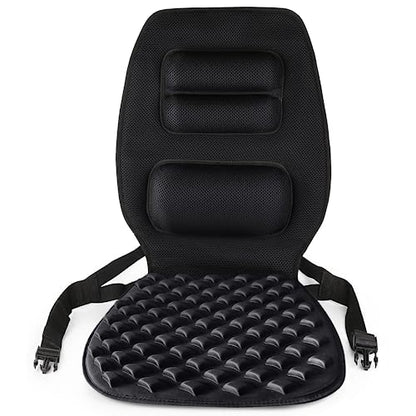 FOMI Premium Gel Cushion and Firm Back Support | Seat Cushion Pad and Upper Lower Thoracic and Lumbar Pillow for Car, Office Chair | Pressure Sore, Coccyx Pain Relief | Posture Aid (Bubble Gel)