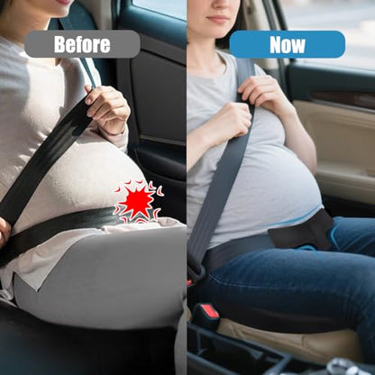 Car Seat Cushion for Pregnant Drivers and Passengers, NHTSA Recommended Prevent The Abdomen from Stress with Strap Adjuster, Memory Foam Seat Cushion for Tailbone Pain Relief, Sciatica & Back Support
