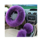 3PCS Wool Steering Wheel Cover with Fuzzy Handbrake Cover & Gear Shift Cover, Universal 15 Inch Steering Wheel Fluffy Soft Protector, Comforting Warm Car Decoration for Women Men (Purple) - style: Purple