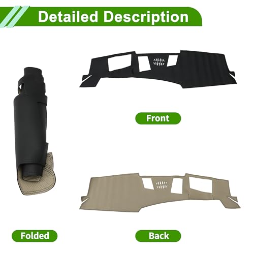 Faux Leather Dashboard Cover for BMW 5 Series with HUD 2024 with Hud Dashboard Mat Anti-Slip Sun UV Heat Shield Protection Black 1 Pc - size: with HUD
