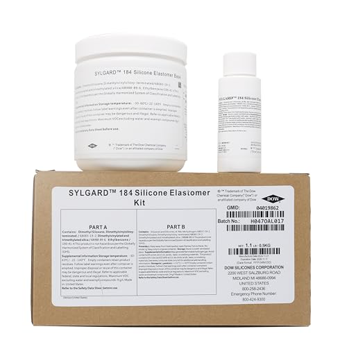 Dowsil SYLGARD 184 (Form Dow Corning) Silicone Elastomer Kit Base A + Curing Agent Solidifier B for Electrical Component Battery Board Assembly Room Temperature RT Heat Cure(1.1 lb = A 450g + B 45g) - size: 495g = A 450g + B 45g