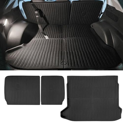 IKON MOTORSPORTS XPE Cargo Trunk Liner + Backrest Mats Cover, Compatible with 2022-2024 Hyundai Ioniq 5, Custom Fit All Weather Protection Heavy Duty Rear Trunk Tray Cargo Mats Protector, Black