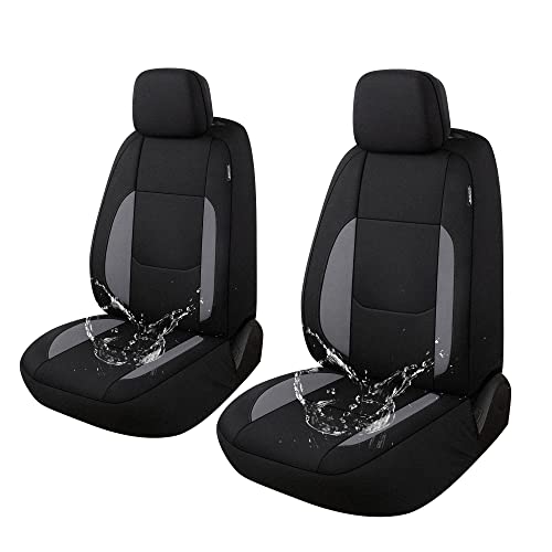 Waterproof Car Seat Covers 2 Front Seats, Neoprene Seat Covers for Cars, Universal Fit Interior Covers for Most Cars Sedan Van Truck SUV(Black/Gray) - color: Black/Gray, size: Front Set