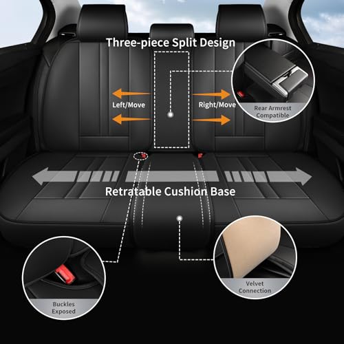 Car Seat Covers Full Set Fit for Toyota Avalon 1997-2022,Luxury Faux Leather Seat Covers 5 Seats, Breathable Anti-Slip Seat Protectors with Lumbar Support(Black,Full Set) - color: Black, size: Fit for Avalon