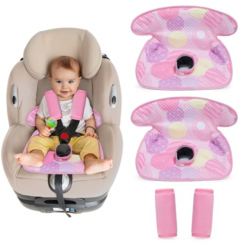 COOLBEBE Piddle Pads Car Seat Protector for Potty Training, 2 Pack Dry Waterproof Car Seat Liner Toilet Training & Strap Covers for Baby Toddler Kid, Car Seat Pad Cover for Strollers, Carseat (Pink)