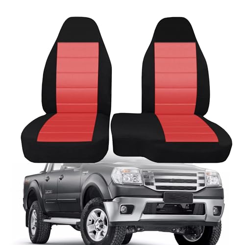 60/40 High Back Bench Seat Cover for Ford Ranger 2004 2005 2006 2007 2008 2009 2010 2011 2012 Heavy-Duty Cloth 2PCS Waterproof Truck Pickup Protector Truck Interior Accessories - Red - color: Red, size: 2004-2012