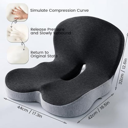 Back and Seat Cushion, Car Seat Cushion, Soothe+ Cushion, Memory Foam L-Shaped Integrated Seat Cushions Lumbar & Lower Back Support for Office Chair, Car (A-Black Grey) - color: A-black Grey
