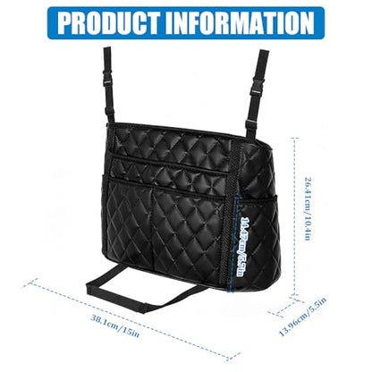 Car Purse Holder Between Seats, Car Storage Organizer, Leather Large Capacity Storage Pocket for Front Seat, Front Seat Pocket Handbag Holder & Barrier of Backseat Pet Kids for Most Vehicles