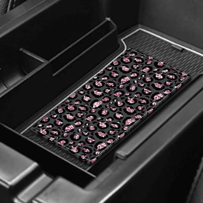 Leather Car Registration and Insurance Card Holder, Cute Car Accessories Vehicle Glove Box Car Organizer for Documents, Cards, License Glitter Pink Leopard - color: Glitter Pink Leopard