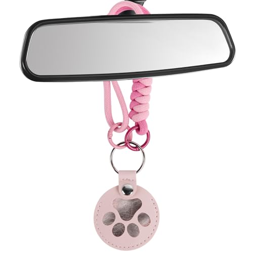Car Hanging Ornament,Pawprint Hanging Ornament Cute Hanging Car Decor Pet Hair Storage Rearview Mirror Hanging Ornament for Car - color: Pink
