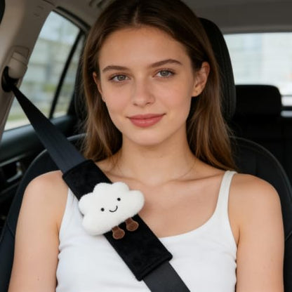 2/4 PCS Cute Seat Belt Cover Pads, Cartoon Cloud Seatbelt Covers for Kids and Adults, Soft Seatbelt Cushion, Car Seat Strap Pads (2)