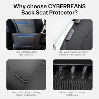 2Pcs for Tesla Model 3/Y 2017-2026 Juniper/Highland(Not for Standard), Leather Seat Back Kick Protectors Accessories, Kids Mats Waterproof Pet Covers