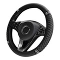Bling Soft Leather Steering Wheel Cover, 14.5-15 Inch Sparkly Rhinestones Non-Slip Car Steering Wheel Protector, Elastic Auto Steering Wheel Cover Interior for Women Girls (Black)