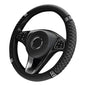 Bling Soft Leather Steering Wheel Cover, 14.5-15 Inch Sparkly Rhinestones Non-Slip Car Steering Wheel Protector, Elastic Auto Steering Wheel Cover Interior for Women Girls (Black)