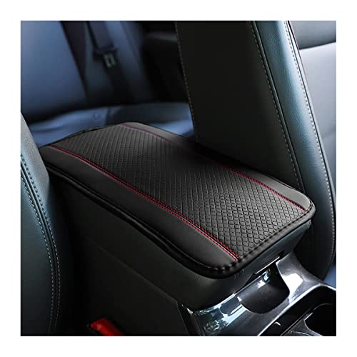 Ziciner Leather Car Center Console Armrest Pad, PU Waterproof Auto Seat Box Cover Protector, Hand Rest Cushion Protection Pad, Vehicles Interior Accessories Universal for Car,SUV (Black & Red A) - color: Black & Red