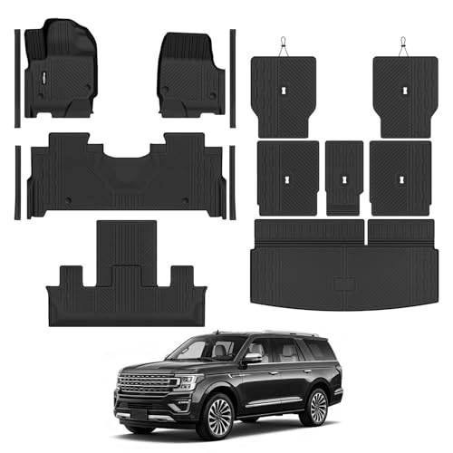 Floor Mats for 2025 2026 Ford Expedition 7 Seats with 2nd Row Bucket Seat, Trunk Mat and Backrest Mat & Door Sill Guard All Weather TPE Protector for Ford Expedition Accessories - size: 6)Expedition 7 Seats|2025-2026