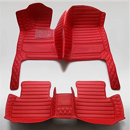All-Weather car Floor Mats-Suitable for 98% of car Models Watherproof Leather car Floor mat (Red and Red) - color: Red and Red