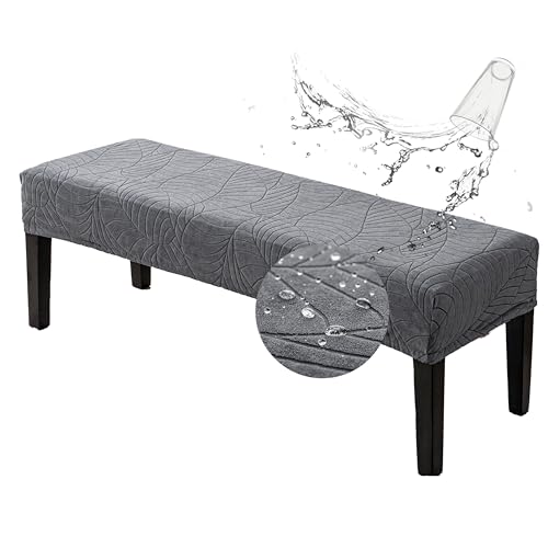 Genina Stretch Jacquard Dining Bench Cover - Anti-Dust Removable Bench Slipcover Washable Bench Seat Protector Cover for Living Room, Bedroom, Kitchen-Dark Gray - color: Dark Grey, size: Macrophyte