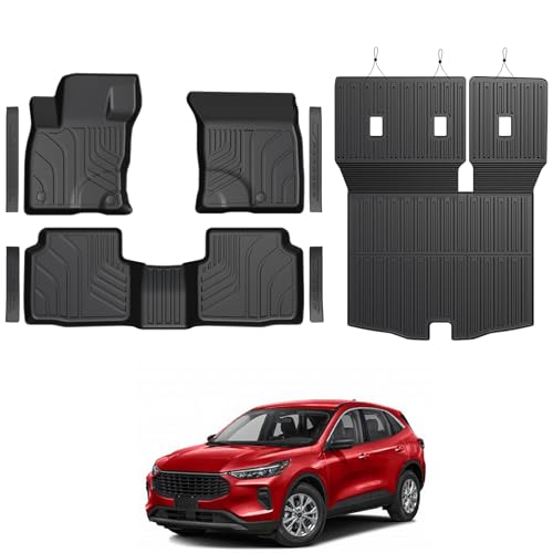 Floor Mats for Ford Escape 2020-2026, All Weather Floor Mats Trunk Cargo Liner with Backrest Protectors and Door Sill Guards Accessories, Full Coverage Set (Not fit Hybrid Model) - size: For Ford Escape | 2020-2026