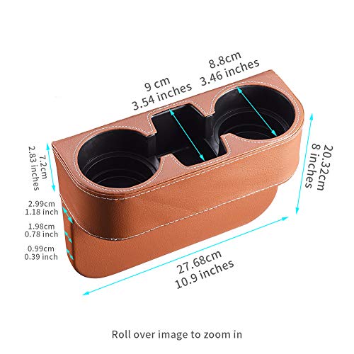 Brown Multifunctional Car Cup Holder Car Seat Organizer Gap Filler Bottle Phone Storage Organizer - color: Brown