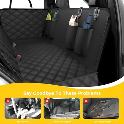 Dog Car Seat Cover for Back Seat,100% Waterproof Scratch Proof Nonslip Seat Cover,600D Heavy Duty Scratch Soft Dog Hammock for Car for Cars Trucks and SUVs（allblack