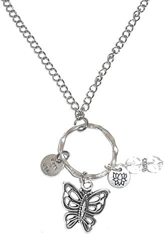 Rear View Mirror Car Charm Ornament, Sun Catcher, Hanging Pendant, Stainless Steel Chain and Crystal Accents, Packaged in a Gift Bag (Butterfly) - size: Butterfly