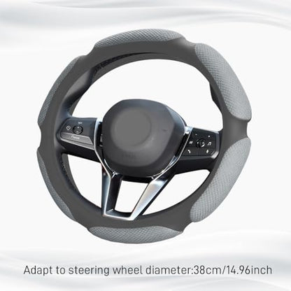 Car Steering Wheel Cover, 15" Anti-Slip Steering Wheel Protector Soft Hand Pad Cushion, Breathable Ice Silk Auto Wheel Wraps Comfy Grip All-Season Protector Universal for Women Men (Grey) - color: Grey