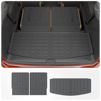 Cargo Mat Compatible with 2020-2025 2026 Ford Explorer Trunk Mat Cargo Liner Seat Back Cover Protector TPE All Weather Trunk Liners 2025 Explorer Accessories (Trunk Mat + Backrest Mats) - style: For Ford Explorer 3Pcs| 2020-2026