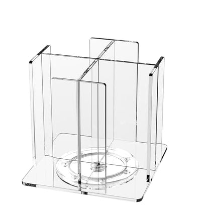 KOTEMON Cup and Lid Holder, 4 Compartment, Square | Rotating Coffee Cup Dispenser Lid Carousel for Restaurant, Buffet, Coffee Station, Bar, Countertop, Clear Acrylic - color: Clear