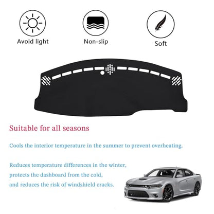 Dashboard Cover Suitable for Dodge Charger 2011 2012 2013 2014 2015 2016 2017 2018 2019 2020 2021 2022 2023 Car Dashboard Cover Sun Visor Mat Non-Slip Polyester Dashboard Accessories - size: 2011-2023 For Dodge Charger