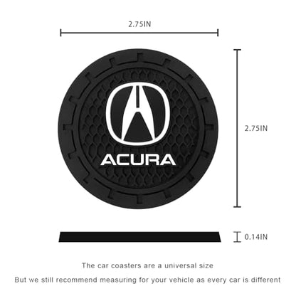 Car Cup Holder Coaster for Acura CDX NSX RDX RLX TLX, 2.76 Inch | Silicone, 2 Pieces, Car Interior Accessories - color: Black-a2