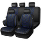 CAR PASS Piping Luxury Leather Seat Covers Full Set,5 Seats Anti-Slip Waterproof Seat Covers Compatible with Front Armrests,Universal Fit for Sendan SUV Van Truck,Airbag Compatible,Black and Blue - color: Black with Blue, size: Full Set