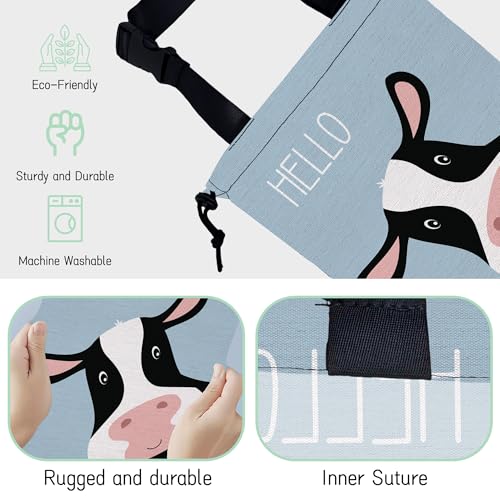 Cute Cow Car Garbage Bag,Waterproof Small Car Trash Bag Hanging Back of Seat,Drawstring Hanging Car Trash Bag with Adjustable Buckle for Car Accessories - color: Cute Cow
