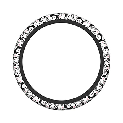Cute Cartoon Panda Steering Wheel Covers Non Slip Neoprene Universal 15 Inch Steering Wheel Protector Car Cover for Men Women - color: Black30