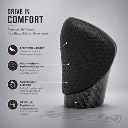 Gear Shift Knob Shifter for Lexus ES GS GX NX RC RX IS350 200t 300 350 450h 450hL 350L | OEM Style Replacement, fits F-Sport Trim (Punched Black Leather/Carbon Pattern) - color: Punched Black Leather / Carbon Pattern