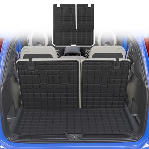 Rongtaod Cargo Mat Compatible with 2016-2025 2026 Honda Pilot Trunk Mat Cargo Liner Trunk Liner TPE All Weather Back Seat Cover Protector 2024 Pilot Accessories (Trunk Mat with Backrest Mat) - color: 16-26 Trunk Mat with Backrest Mat