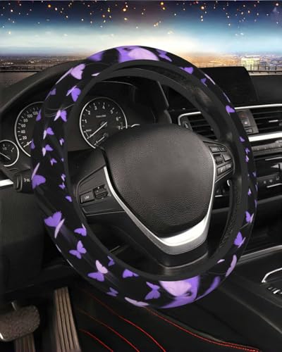 Steering Wheel Cover Accessories Neoprene Cover, Breathable Non-Slip Easy to Install Suitable for Women Men, 14.5-15.5 Inch for Car SUV Van Truck Universal - Butterfly - color: Butterfly