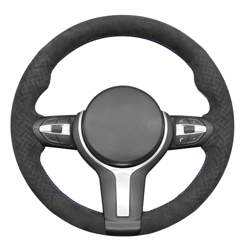 MEWANT Hand-Stitched Steering Wheel Cover for BMW (M Sport) F22 F23 F30 F34 F32 F33 F36 F10 F07 F12 F13 F06 F39 F25 F26 F15 F16, DIY Custom Fit Steering Wheel Wrap for BMW - color: 16:Woven IT-ALCAN + 3M thread