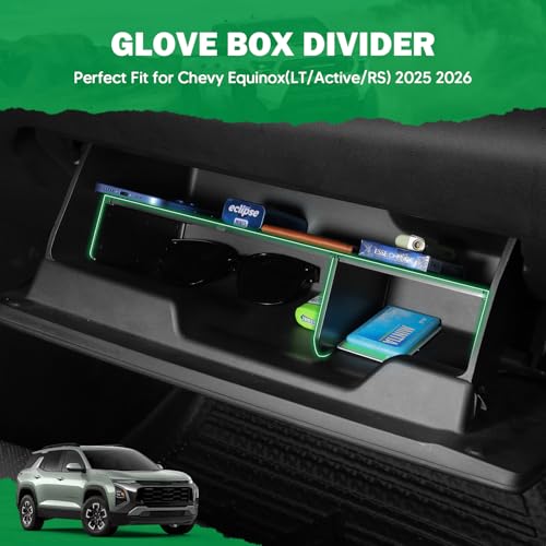 Karltys Glove Box Organizer with Storage Divider, Center Console Organizer Tray for Chevy Equinox(LT/Active/RS) 2025-2026 Accessories ABS Material
