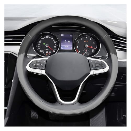 ZIMISI 14.5"-15" Car Steering Wheel Cover, Microfiber Leather Breathable Wheel Cover, Anti-Slip Lining Steering Wheel Covers, Car Accessories Interior Decoration for Women Men (Grey) - color: Grey