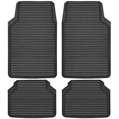 CAR PASS Rubber Floor Mats, All Weather Full Set 4-Piece, Waterproof Automotive Mats Trim to Fit Most Cars Sedans SUVs Vans, Heavy Duty Anti-Slip Easy Clean, All Black - color: Black