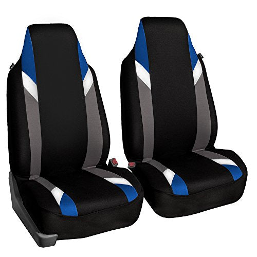 FH Group Front Set Cloth Car Seat Covers for Bucket Seats, 1-Piece Seat Cover, Universal Fit, Airbag Compatible, SUV, Van Seat Covers, Blue - color: Blue, style: Front Set