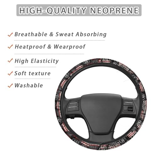 AFPANQZ American Flag 250th Auto Steering Wheel Covers Comfort Anti-Slip Safety Stretch-on 14-15 inch, 4th of July Easy Fix Machine Washable Steering Wheel Protection - color: American Flag 250th