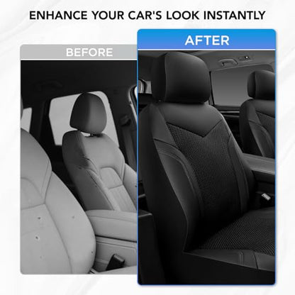 PIC AUTO Car Seat Cover, Super Breathable Mesh Front Seat Cover for Cars, Black Leather Seat Covers, Universal Fit, Durable, Airbag Compatible, Suitable for SUVs, Trucks, Sedans, and Vehicles - color: Black