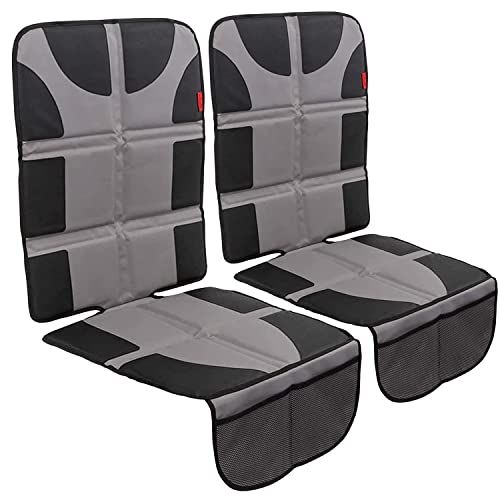 Lusso Gear Car Seat Protector - 2-Pack Waterproof Padded Shield & Mesh Pockets for Baby Travel Gear - Universal Fit Seat Covers for Cars & SUVs - Non-Slip Heavy-Duty Protection - Gray, Universal Fit - color: 2-Pack Gray