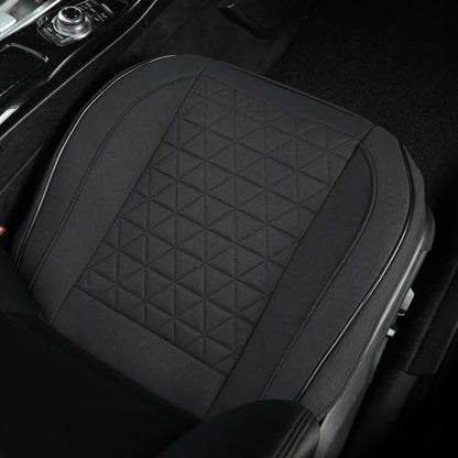 West Llama Linen Front Car Seat Cover Protector Anti-Slip Bottom Seat Cover Fits 95% of Vehicles,Wrapping Around The Bottom,Triangular Pattern(Black-1Pcs) - color: Triangular Pattern-Black, size: 1 Piece Linen