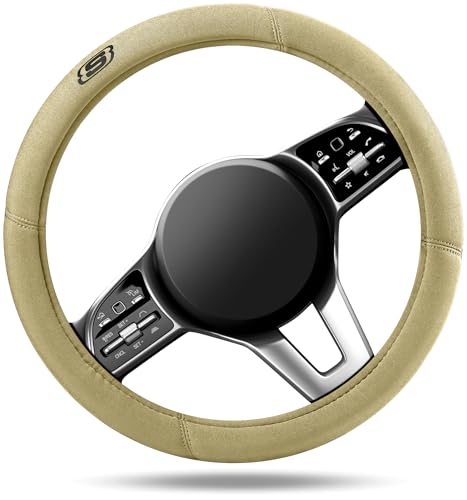 Skechers Steering Wheel Cover, Memory Foam Car Steering Wheel Covers,14.5-15inch Anti-Slip Safety Comfortable Design Universal Men Women Fits for 95% Truck,SUV,Cars(Beige) - color: Beige