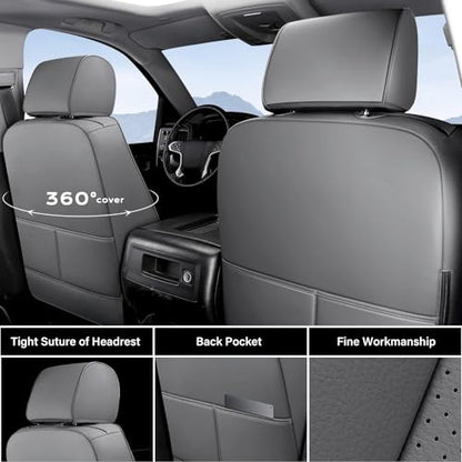 Coverado Chevy Silverado Seat Covers, Faux Leather Seat Covers Fit for Chevy Silverado GMC Sierra 2007-2026 1500, 2015-2026 2500HD 3500HD Crew Double Extended Cab (Front,Gray) - color: Gray, size: Front(2007-2025)